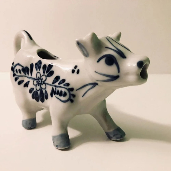 Vintage Delft Blue Colour Cow Creamer Pitcher Hand Painted  Holland - Picture 13 of 16
